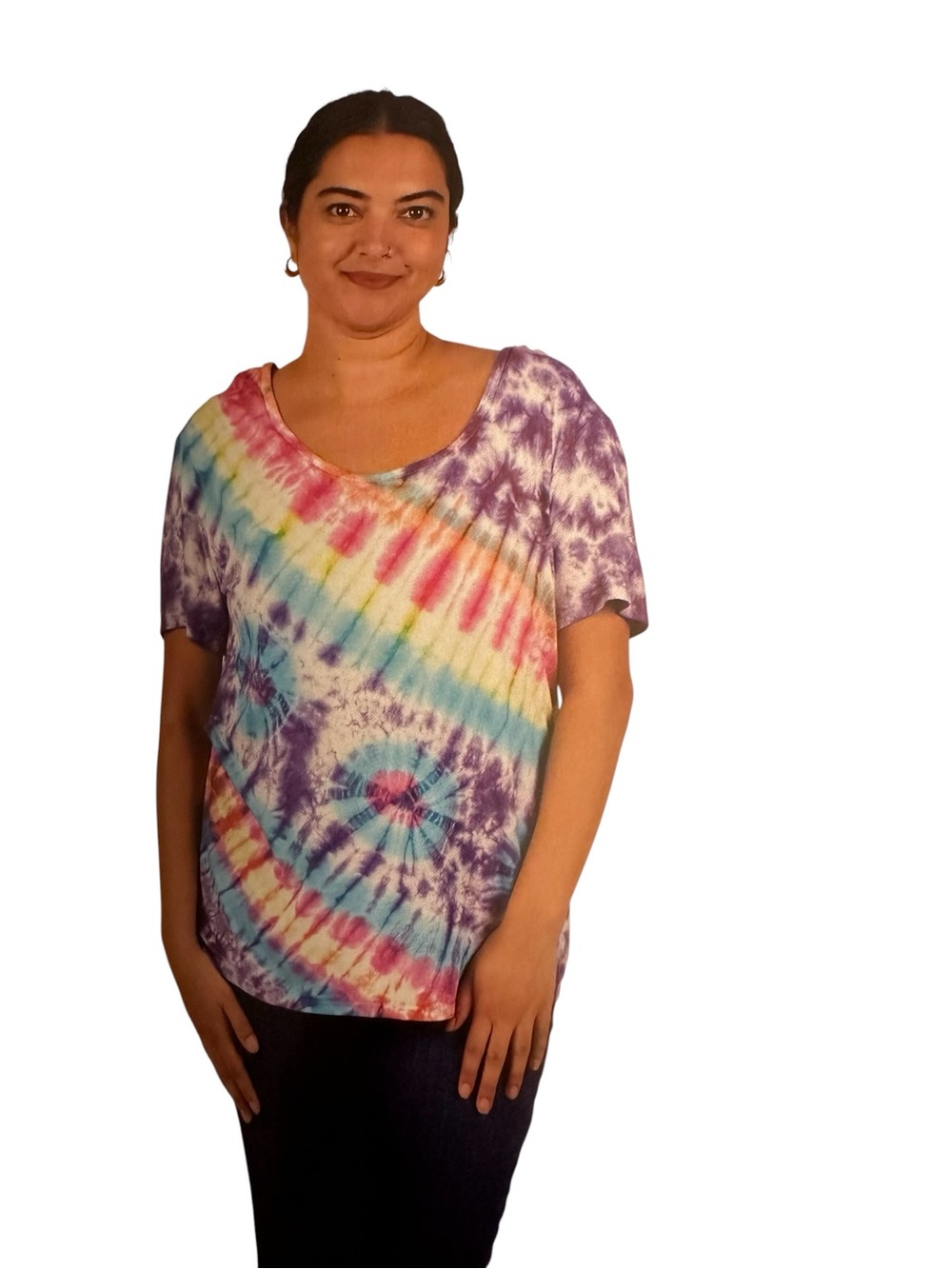 1XL/2XL. NWT. Tie-Dye Short Sleeve Top by Sacred Threads. 225320. RD/RD